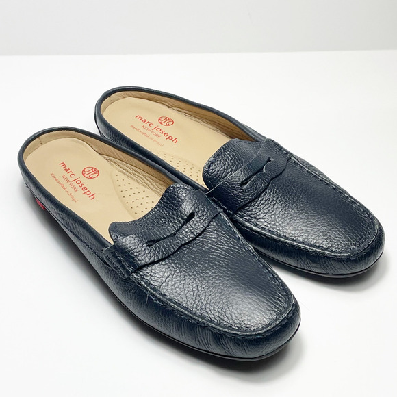 Marc Joseph New York Navy Leather Driving Shoes Brighton Beach Sz 11 Brazil EUC - Picture 1 of 7